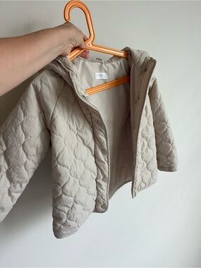 Mango Quilted Hooded Jacket in Light Beige